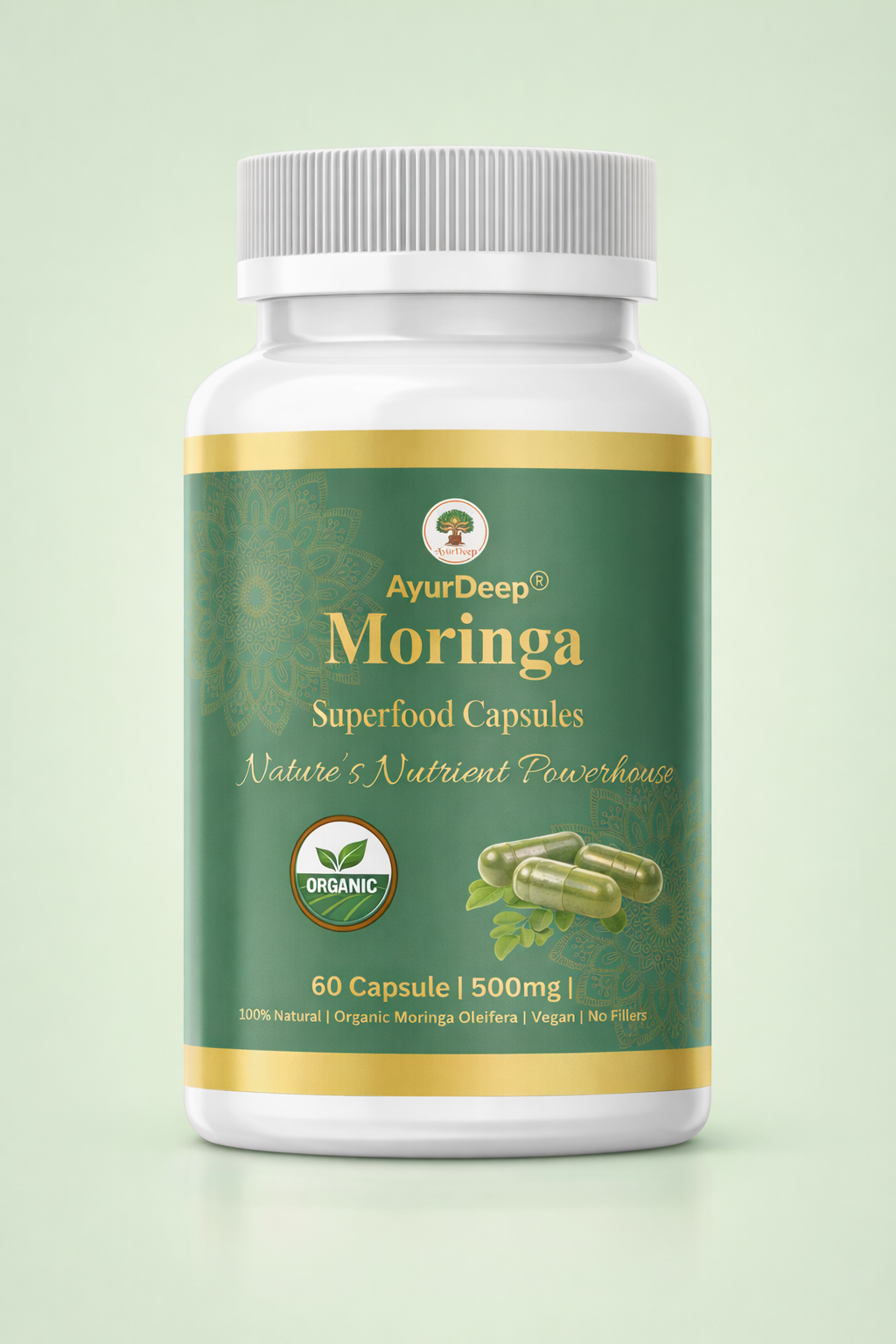AyurDeep Moringa Capsules | 60 Capsules | Natural Herbal Supplement