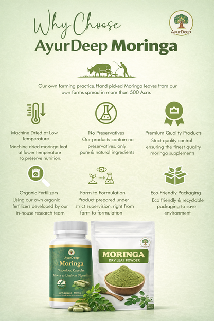 AyurDeep Green Combo Nutrition Pack – Moringa Powder + Moringa Capsules