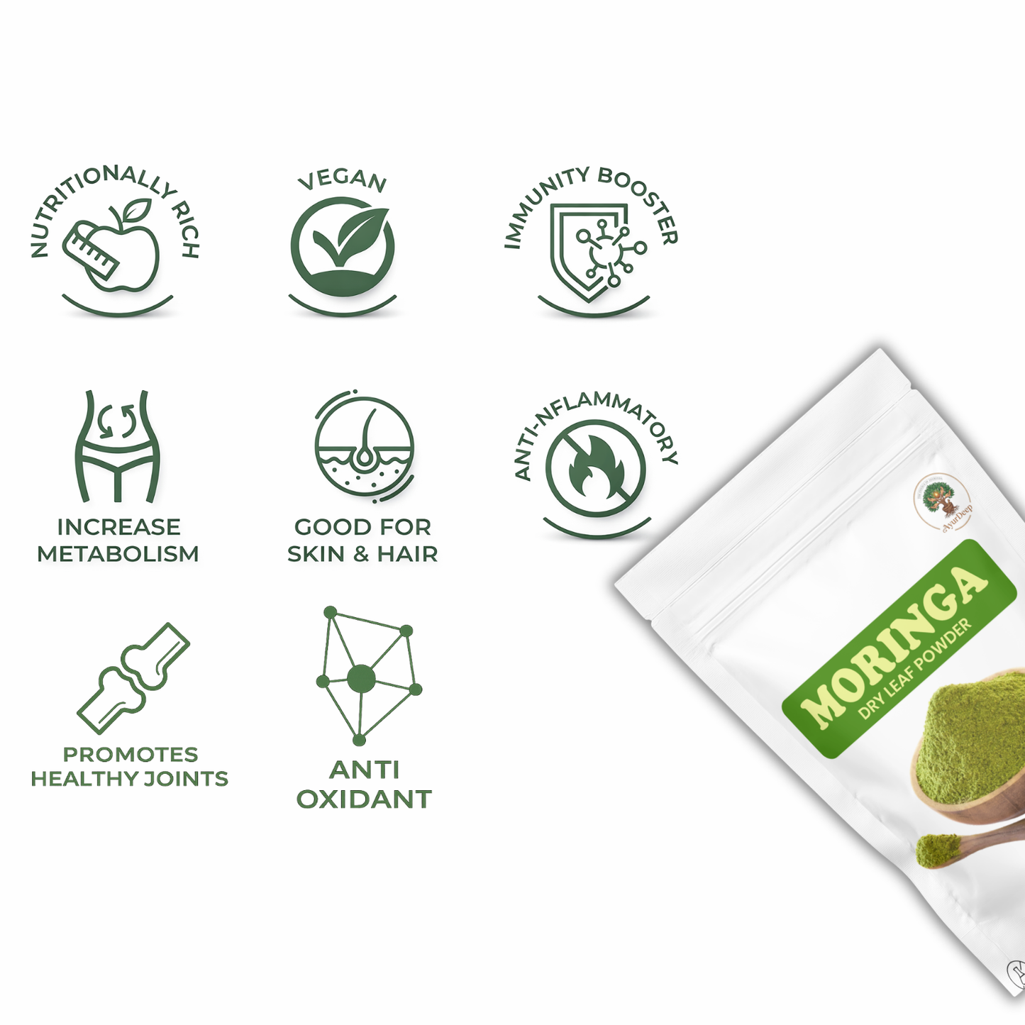 AyurDeep Pure Moringa Powder – 100% Natural Superfood |250g