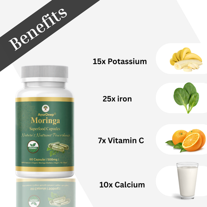 AyurDeep Moringa Capsules | 60 Capsules | Natural Herbal Supplement