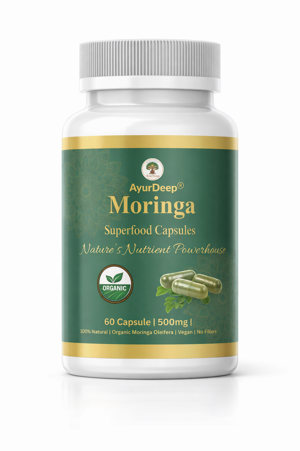 AyurDeep Moringa Capsules | 60 Capsules | Natural Herbal Supplement